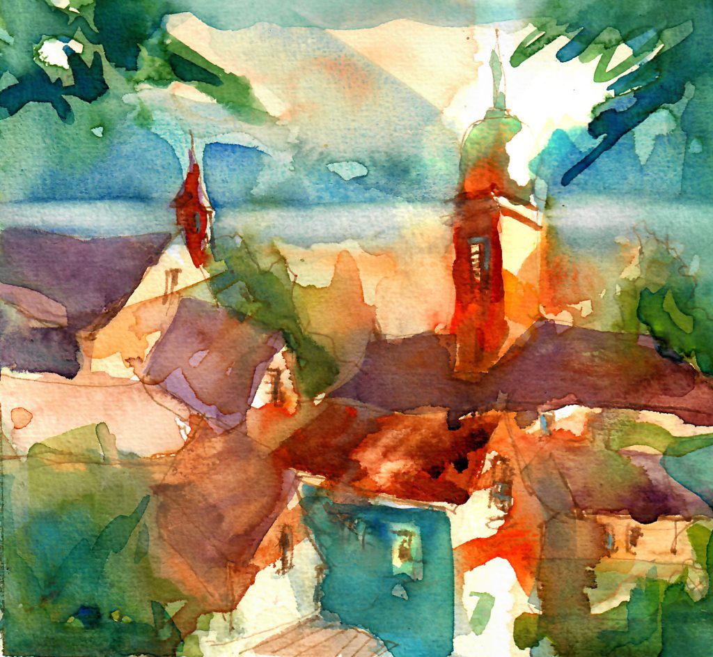 Allensbach am Gnadensee, Aquarell, Tine Klein, Tutorial zum Talent