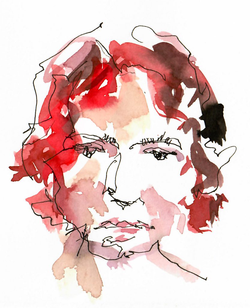 Porträt von Tine Klein im Livestream gemalt
