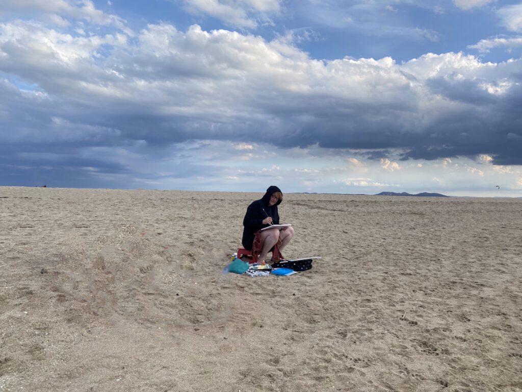 Allein am Strand Tine Klein malt Empuria Brava